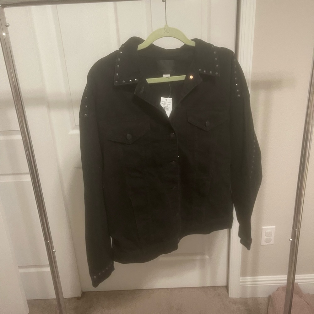 Black studded denim jacket